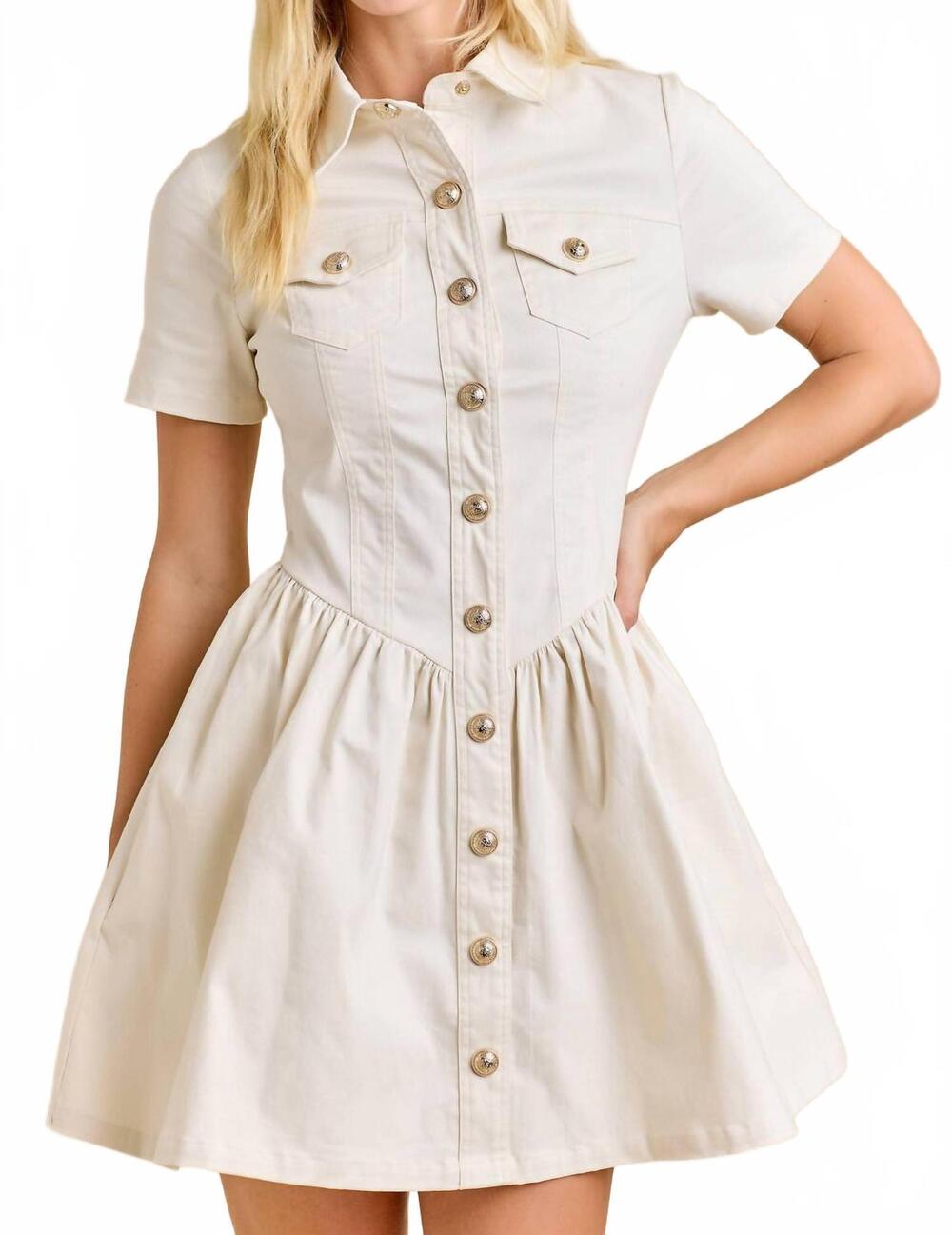 NEW MAIN STRIP button-up mini denim dress in white
